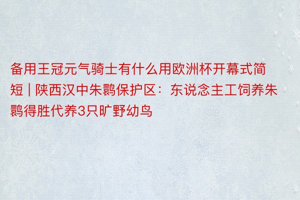 备用王冠元气骑士有什么用欧洲杯开幕式简短 | 陕西汉中朱鹮保护区：东说念主工饲养朱鹮得胜代养3只旷野幼鸟