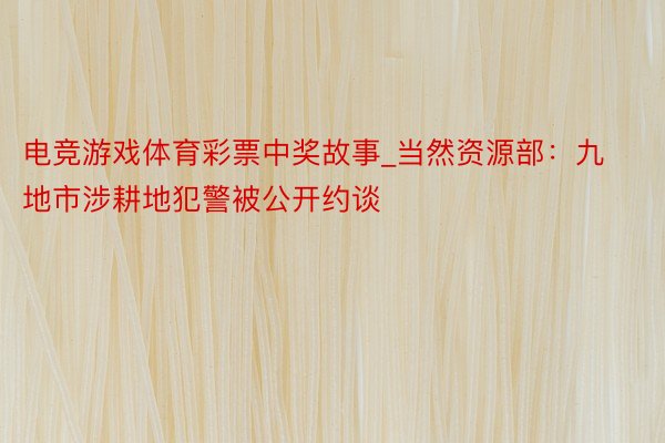 电竞游戏体育彩票中奖故事_当然资源部：九地市涉耕地犯警被公开约谈