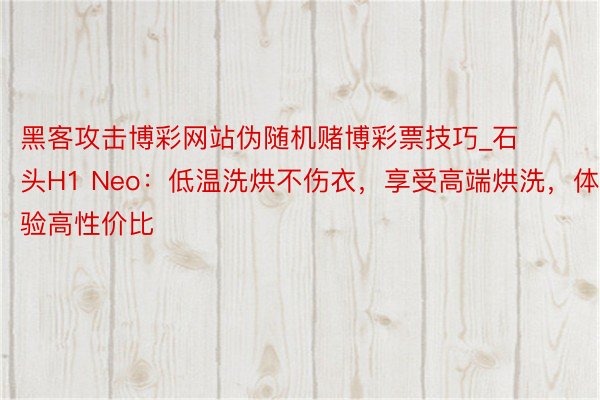 黑客攻击博彩网站伪随机赌博彩票技巧_石头H1 Neo：低温洗烘不伤衣，享受高端烘洗，体验高性价比